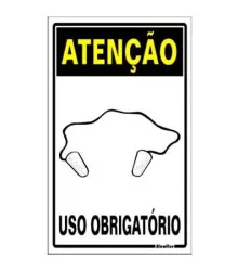 PLACA ATENCAO USO OBRIGATORIO DE PROT AURICULAR 20X30CM - SINALIZE