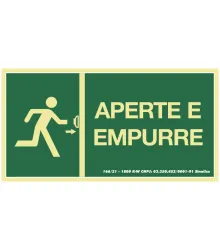 PLACA SAIDA DE EMERGENCIA APERTE E EMPURRE FOTOLUMINESCENTE 20X30CM - SINALIZE