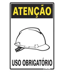 PLACA ATENCAO USO OBRIGATORIO DE CAPACETE 20X30CM - SINALIZE