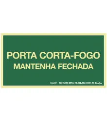 PLACA PORTA CORTA FOGO FOTOLUMINESCENTE  20X40CM - SINALIZE