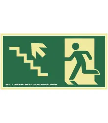 PLACA SAIDA DE EMERGENCIA ESCADA SOBE ESQUERDA FOTOLUMINESCENTE - 20X30CM - SINALIZE