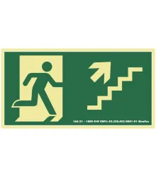 PLACA SAIDA DE EMERGENCIA ESCADA SOBE DIREITA FOTOLUMINESCENTE - 20X30CM - SINALIZE