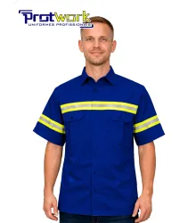 CAMISA OP BOTÃO MANGA CURTA FAIXA - PROTWORK