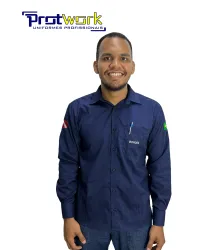 CAMISA SOCIAL MASCULINA MANGA LONGA JEANS - PROTWORK