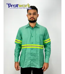 CAMISA SOCIAL MASC MANGA LONGA COM FAIXA VERDE JADE - PROTWORK