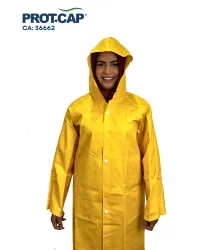 CAPA DE CHUVA PVC IMPERM. FORRADO PROTVIN AMARELO - CA 36662 - PROTCAP