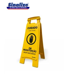700AM-CAVALETE AMARELO 27X65CM - CUIDADO - EM MANUTENCAO