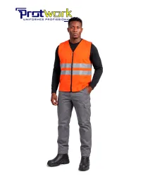 COLETE COM ZIPER FRONTAL SEM BOLSO E FAIXA REFLETIVA - PROTWORK
