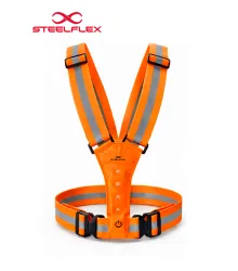 COLETE REFLETIVO TIPO X LARANJA COM LUZES DE LED AJUSTAVEL STF-VACL95031 - STEELFLEX
