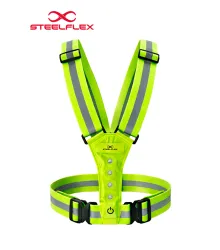 COLETE REFLETIVO TIPO X AMARELO COM LUZES DE LED AJUSTAVEL STF-VACL95011 - STEELFLEX
