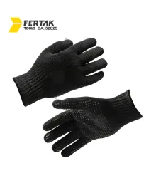 LUVA DE MALHA PIGMENTADA PRETA - PCT 12UND - FERTAK