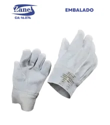 LUVA DE RASPA COM REFORCO INTERNO 07CM EMB. INDIV. - CA 16074 - ZANEL