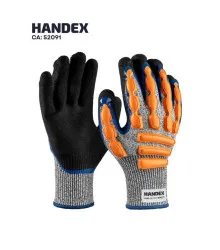 LUVA HARD OIL CUT IMPACTO PRETA COM CINZA E LARANJA - CA 52091 - HANDEX