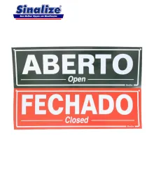 PLACA  ABERTO / FECHADO (02 UNIDADES) 10X30CM - SINALIZE