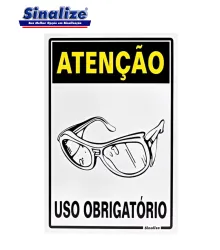 PLACA ATENCAO USO OBRIGATORIO DE OCULOS 20X30CM - SINALIZE