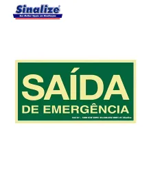 PLACA SAIDA DE EMERGENCIA FOTOLUMINESCENTE - 20X30CM - SINALIZE