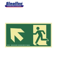 PLACA SAIDA DE EMERGENCIA SETA SOBE P/ESQUERDA E CIMA FOTOLUMINESCENTE - 20X30CM - SINALIZE